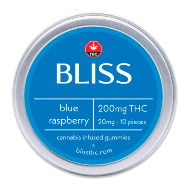 Bliss Edibles 200MG THC Gummies Blue Raspberry