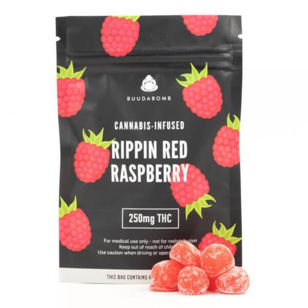 BuudaBomb Rippin Red Raspberry Gummies (Vegan) 250mg THC