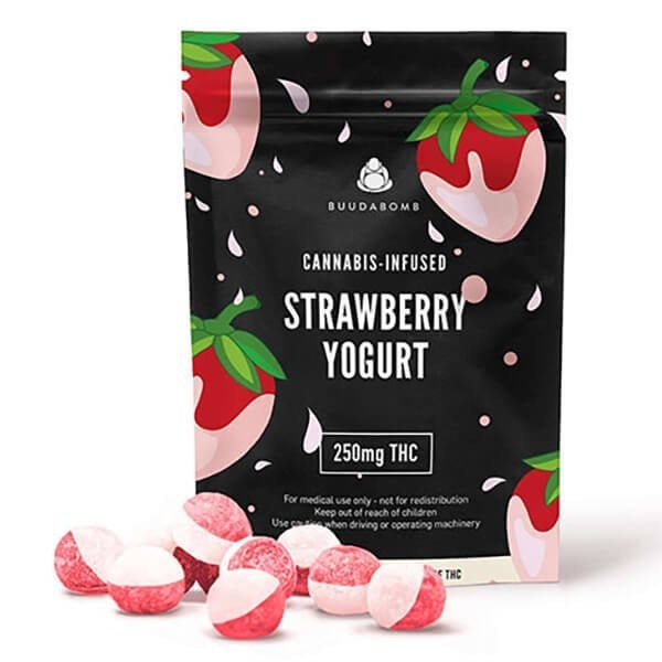 Strawberry Yogurt Vegan Gummies BuudaBomb 250mg THC