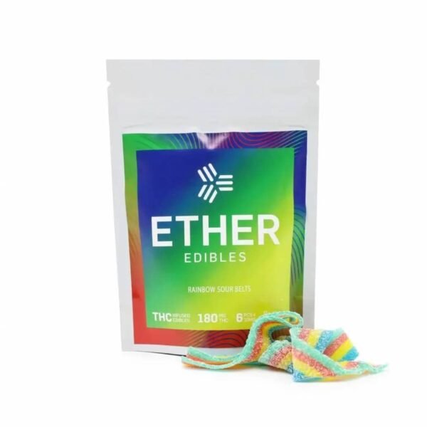 Ether Edibles Rainbow Sour Belts (180mg THC)