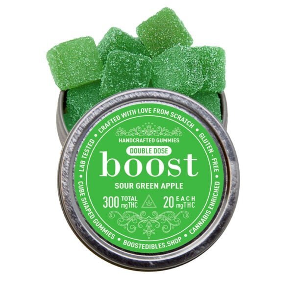 Boost Edibles Sour Green Apple 150mg THC Cubes