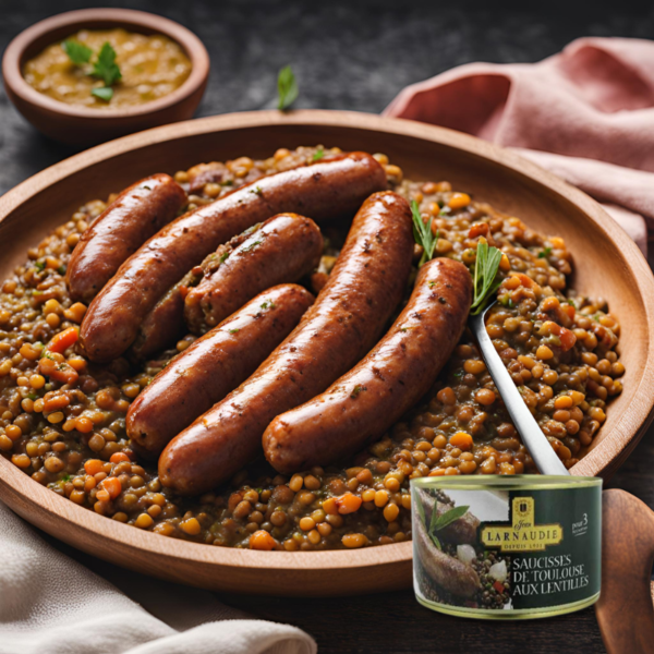 Best Before: 18/06/24  Toulouse Sausages w/ Lentils 1280g – Jean Larnaudie