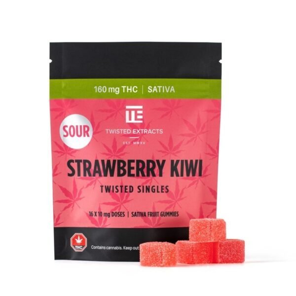Twisted Extracts Sour Strawberry Kiwi Twisted Singles Sativa (160mg THC)