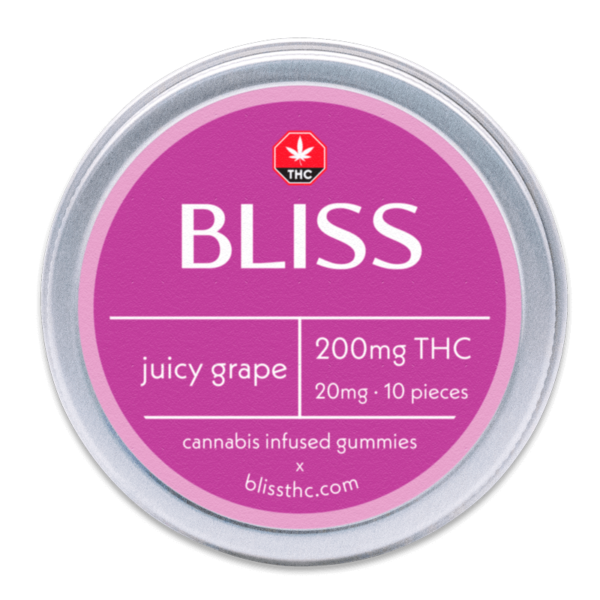 Bliss Edibles 200MG THC Gummies Juicy Grape
