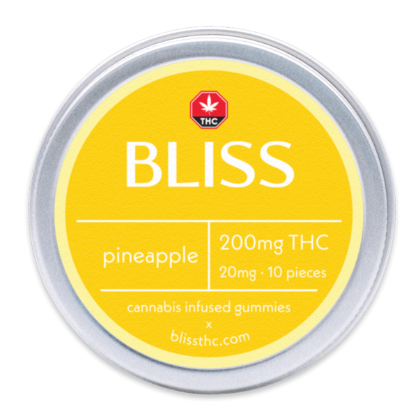 Bliss Edibles 200MG THC Gummies Pineapple