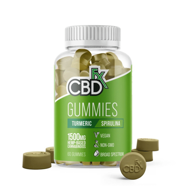 CBDfx Turmeric & Spirulina Vegan CBD Gummies 1500mg CBD (60 Count Bottle)