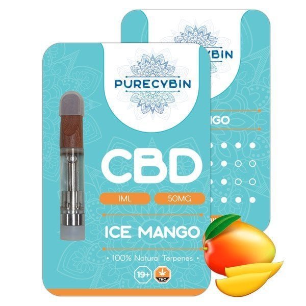 Purecybin Ice Mango CBD Vape | 50mg CBD Vape Carts | 1G