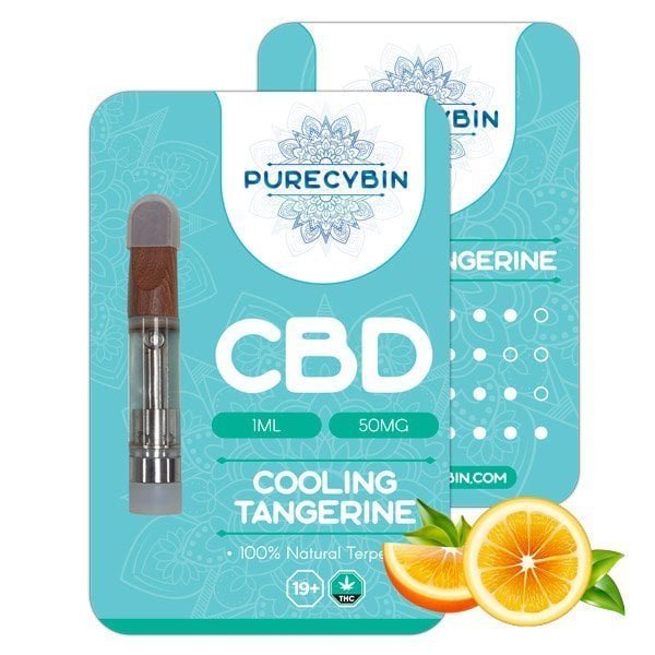 Purecybin Cooling Tangerine CBD Vape | 50mg CBD Vape Carts | 1G