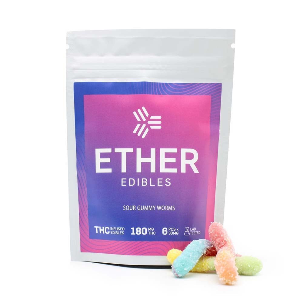 Ether Edibles Sour Gummy Worms 180mg