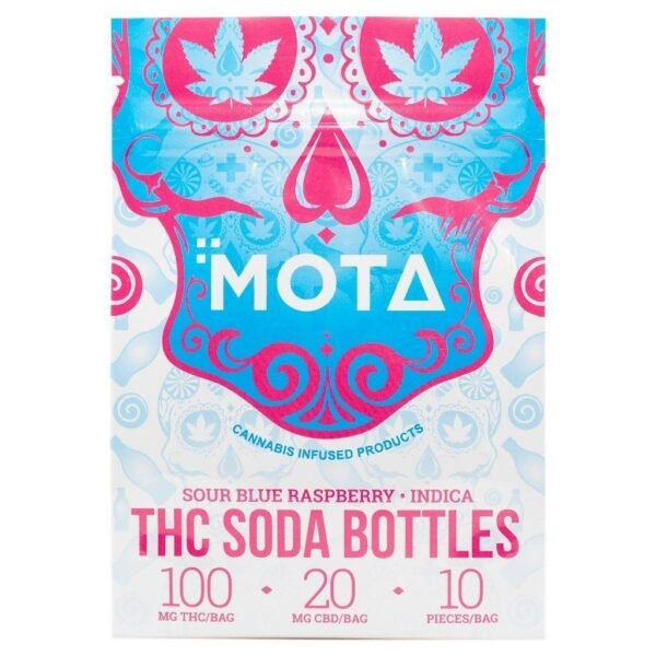 Mota THC Blue Raspberry Soda Bottles (100mg THC)